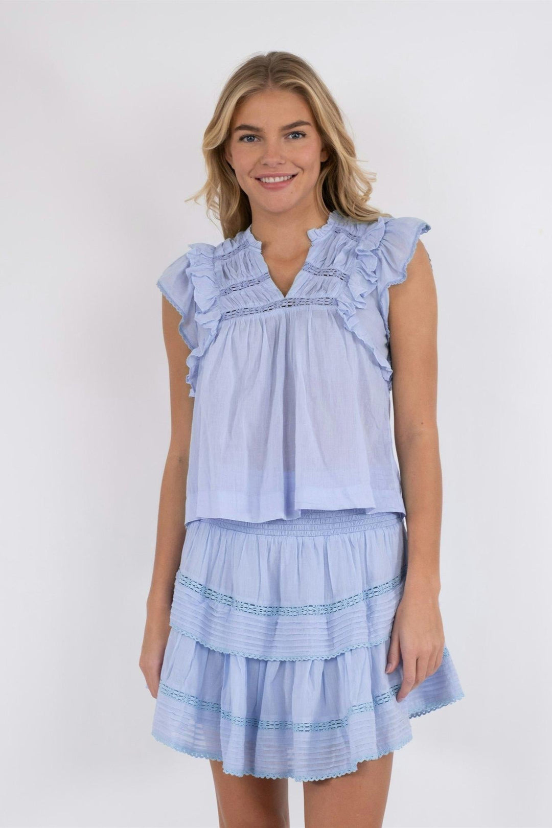 Jayla S Voile Top Light Blue