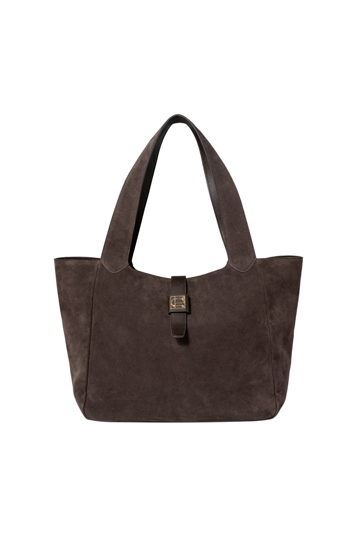 Lucille Tote Bag Large Dark Brown Suede