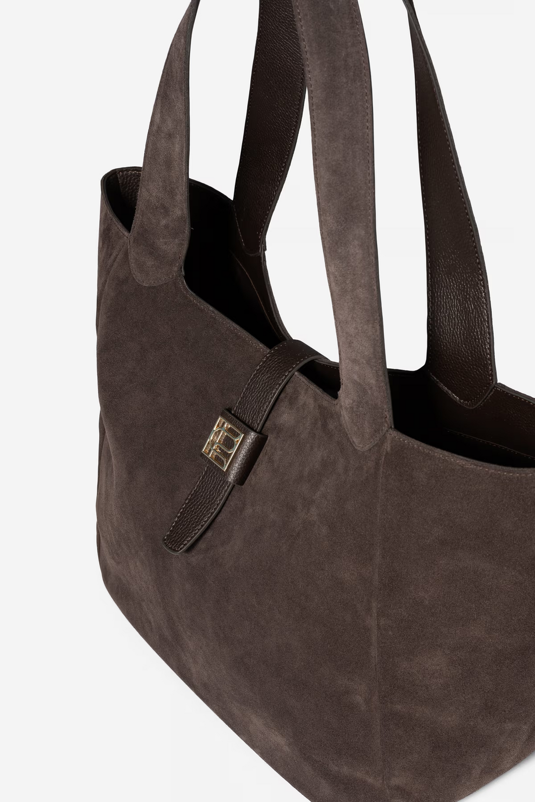 Lucille Tote Bag Large Dark Brown Suede