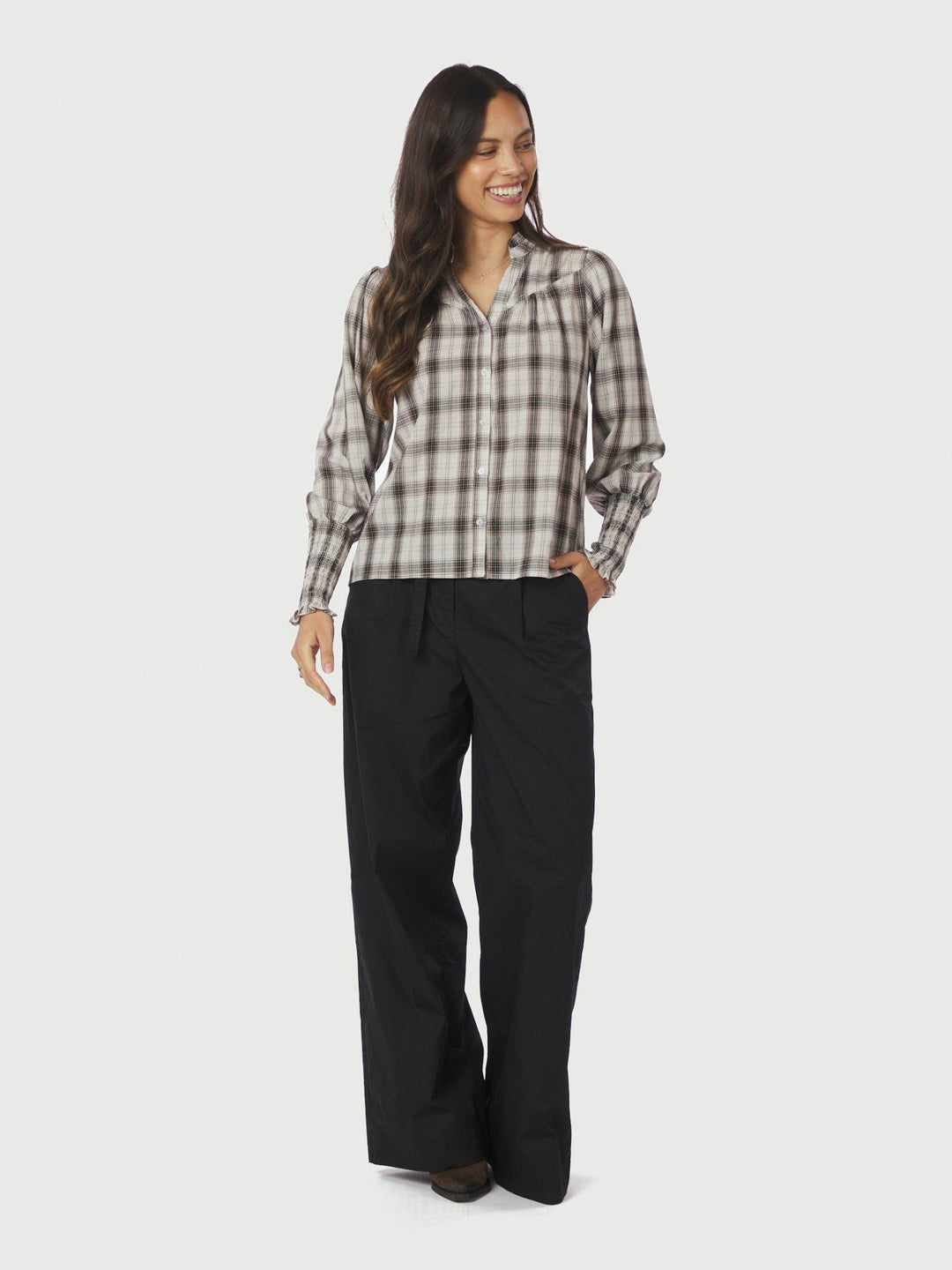 Camisa Big Check Blouse Off White | Skjorter og bluser | Smuk