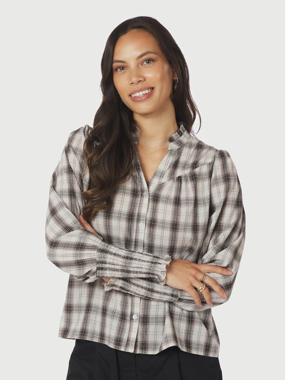 Camisa Big Check Blouse Off White | Skjorter og bluser | Smuk