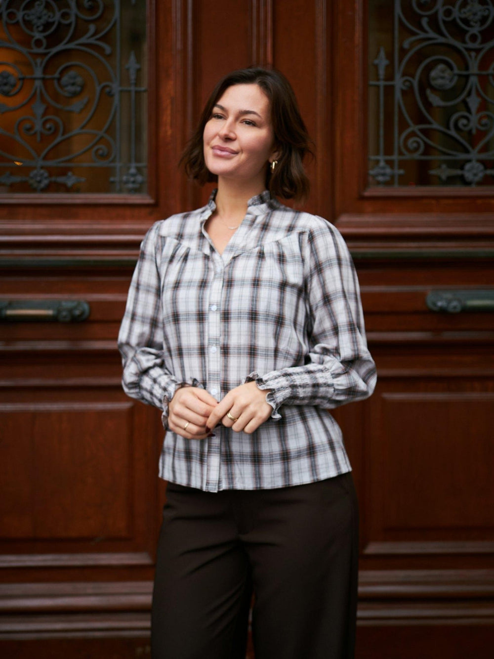 Camisa Big Check Blouse Off White | Skjorter og bluser | Smuk
