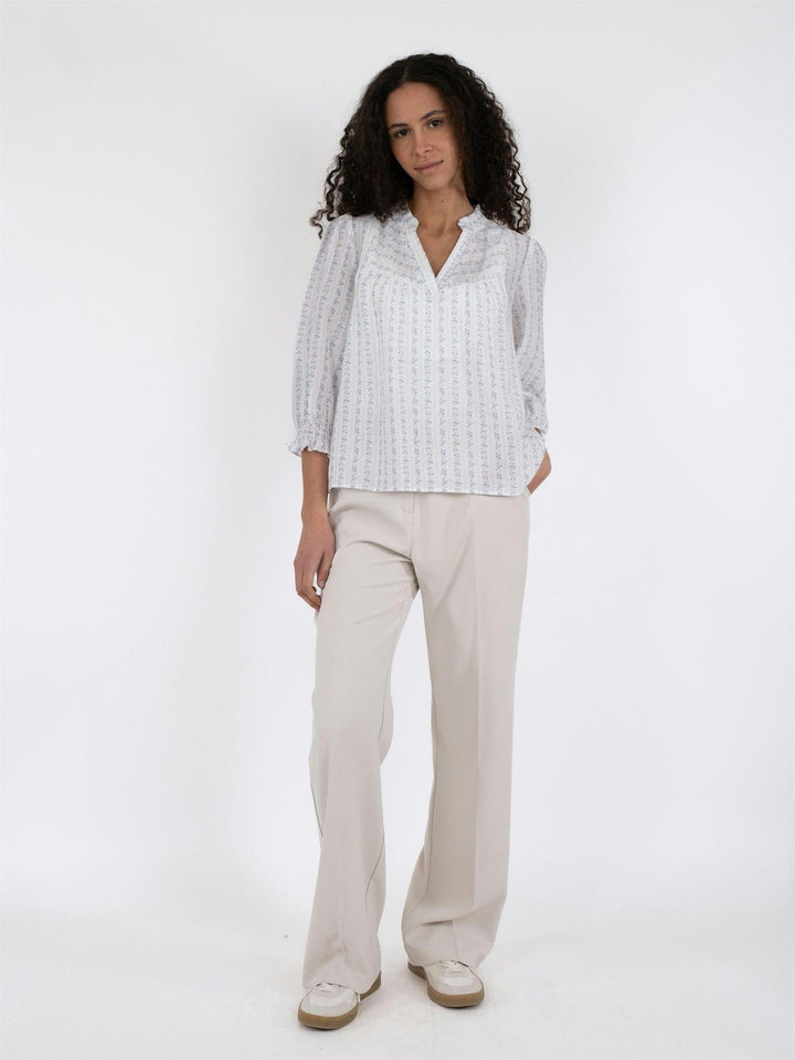 Carlie Flower Stripe Blouse Blue | Skjorter og bluser | Smuk - Dameklær på nett