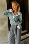 Carly Polo Green Stripes