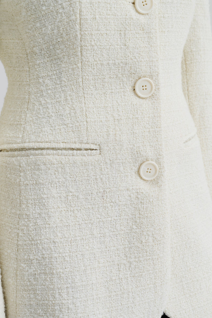 Carol Fitted Round Neck Blazer Vanilla | Blazer | Smuk - Dameklær på nett