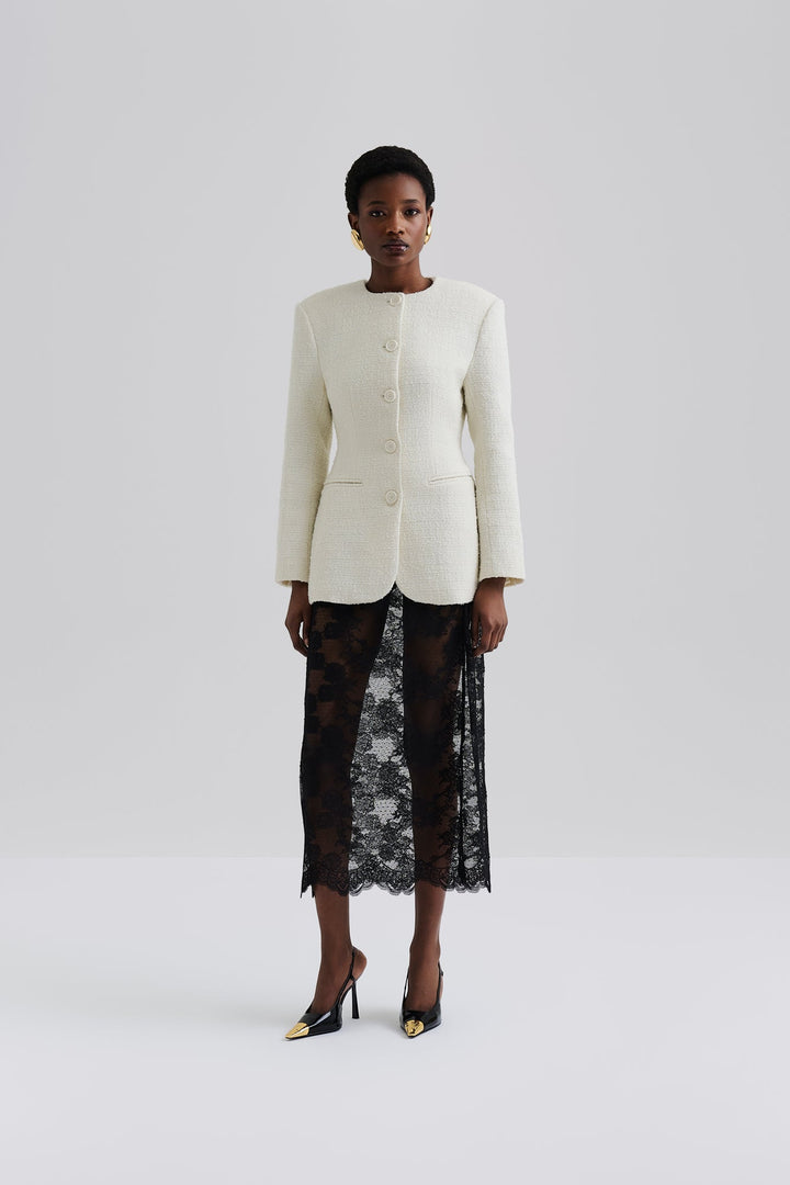 Carol Fitted Round Neck Blazer Vanilla | Blazer | Smuk - Dameklær på nett