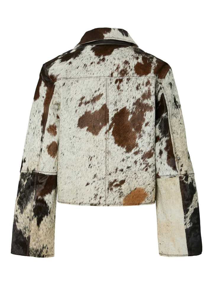 Caroline Ls Cow Leather Jacket Chocolate Brown Cow Print | Yttertøy | Smuk - Dameklær på nett
