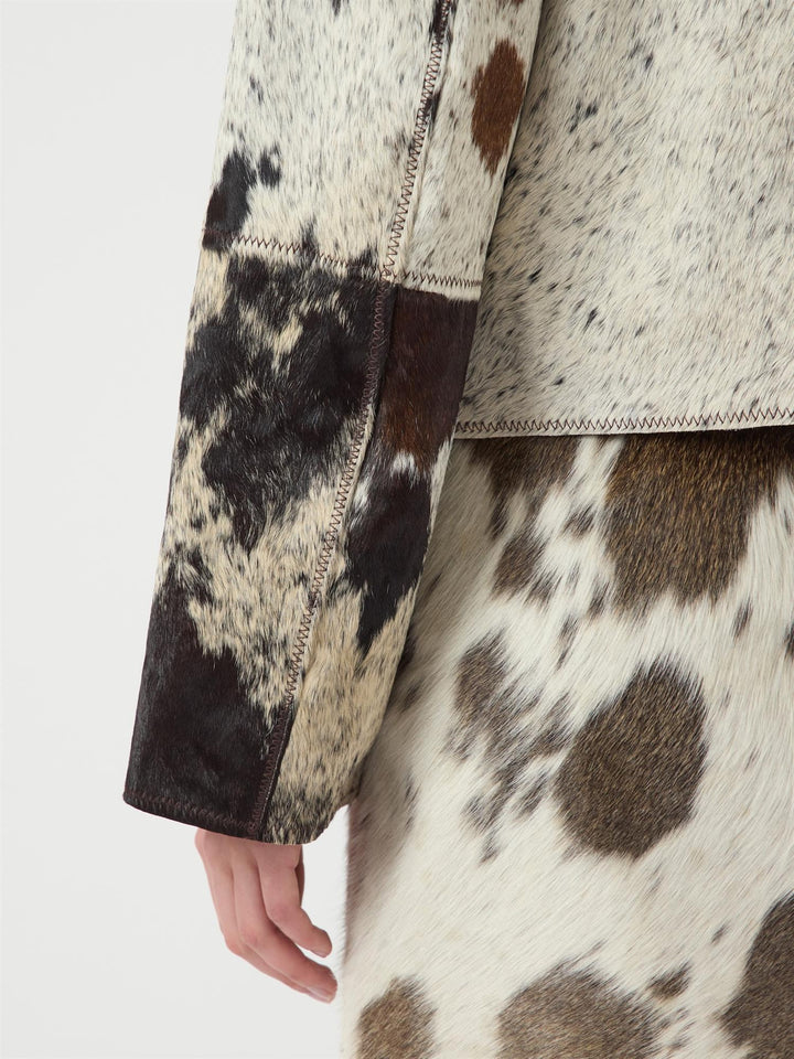 Caroline Ls Cow Leather Jacket Chocolate Brown Cow Print | Yttertøy | Smuk - Dameklær på nett