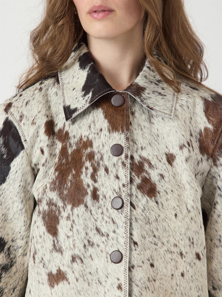 Caroline Ls Cow Leather Jacket Chocolate Brown Cow Print | Yttertøy | Smuk - Dameklær på nett