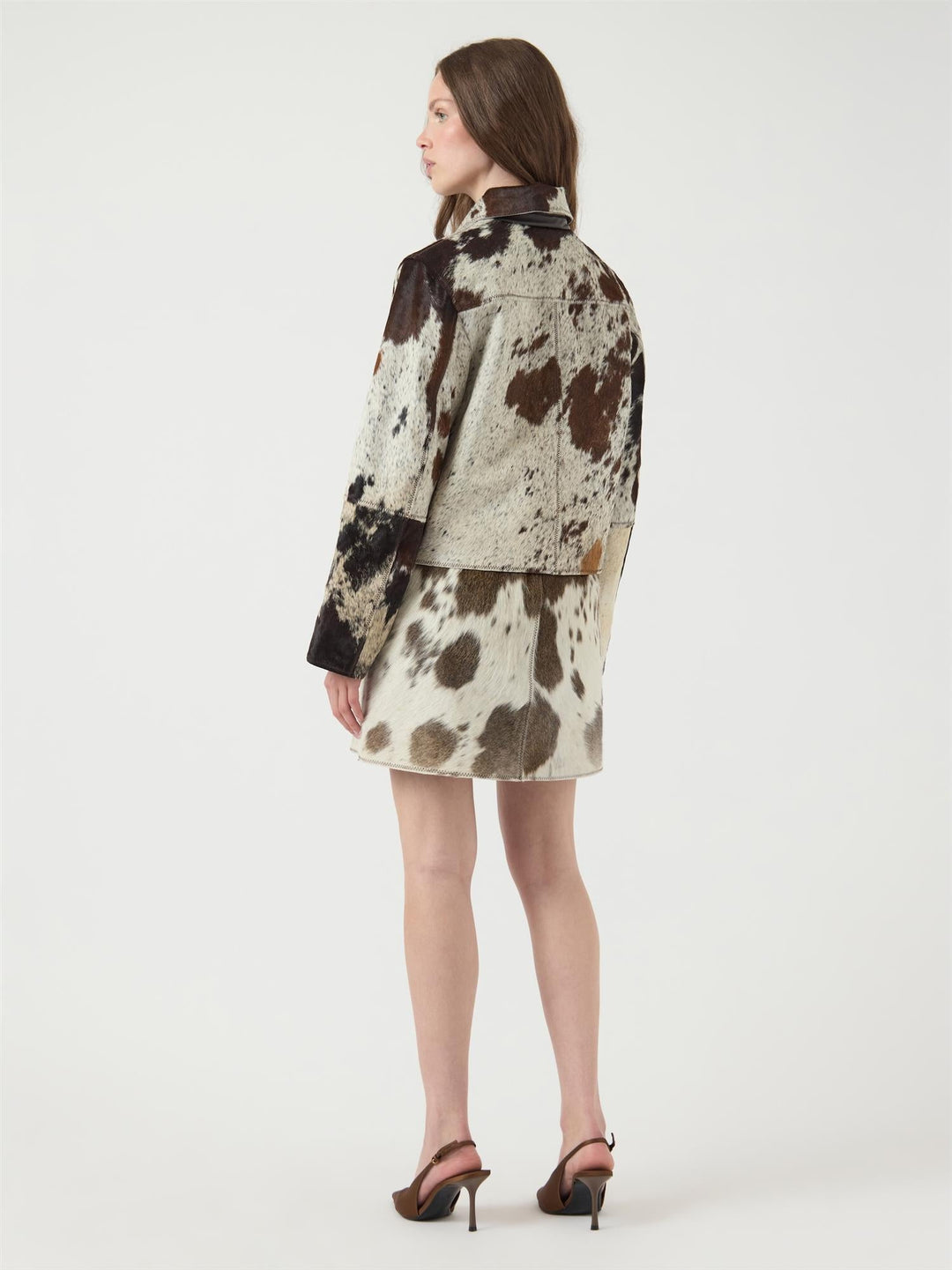 Caroline Ls Cow Leather Jacket Chocolate Brown Cow Print | Yttertøy | Smuk - Dameklær på nett