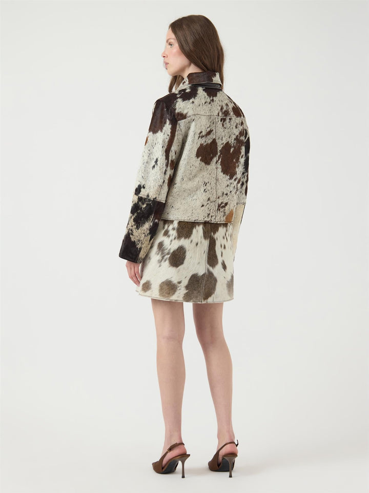 Caroline Ls Cow Leather Jacket Chocolate Brown Cow Print | Yttertøy | Smuk - Dameklær på nett