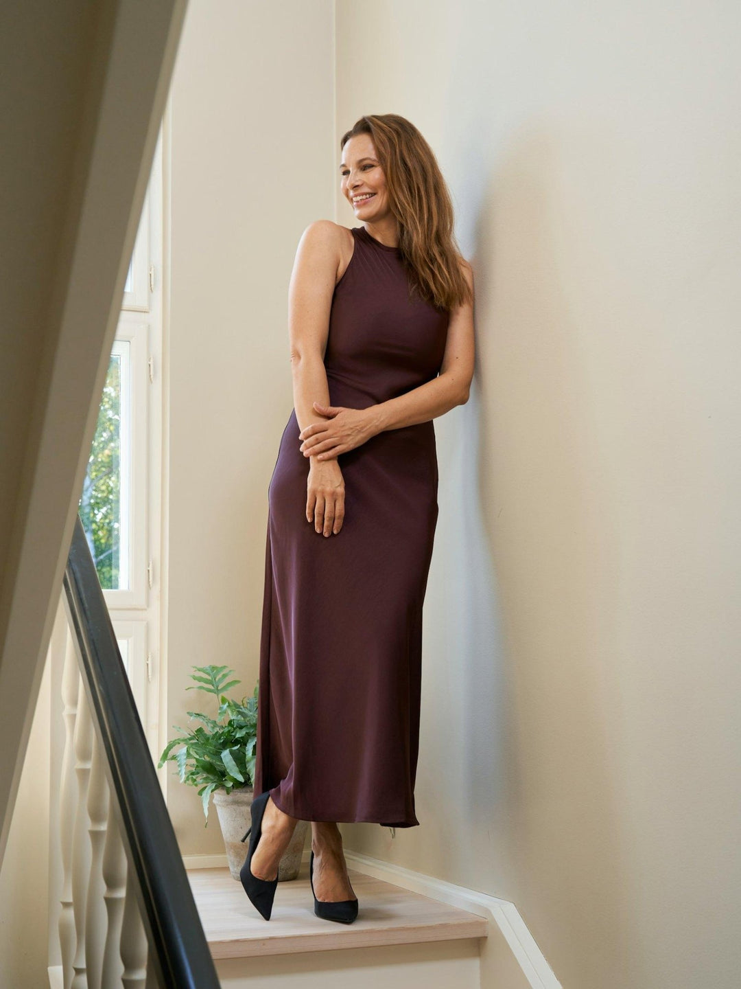Celinie Heavy Sateen Dress Burgundy | Kjoler | Smuk