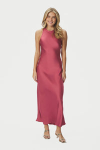 Celinie Heavy Sateen Dress Cherry Pink