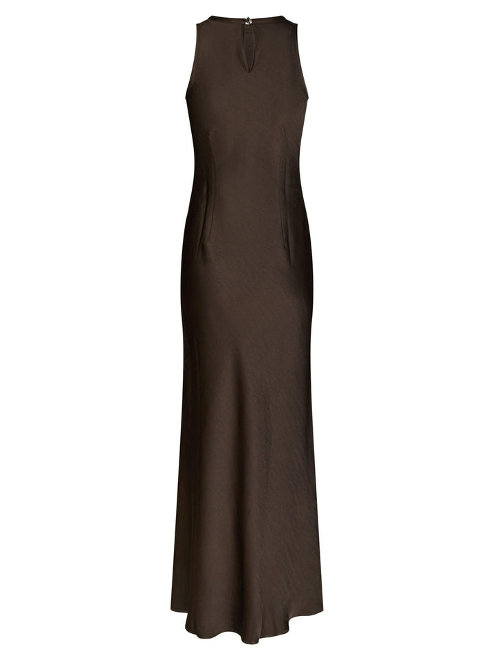 Celinie Heavy Sateen Dress Dark Brown | Kjoler | Smuk - Dameklær på nett