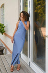 Celinie Heavy Sateen Dress Smoke Blue