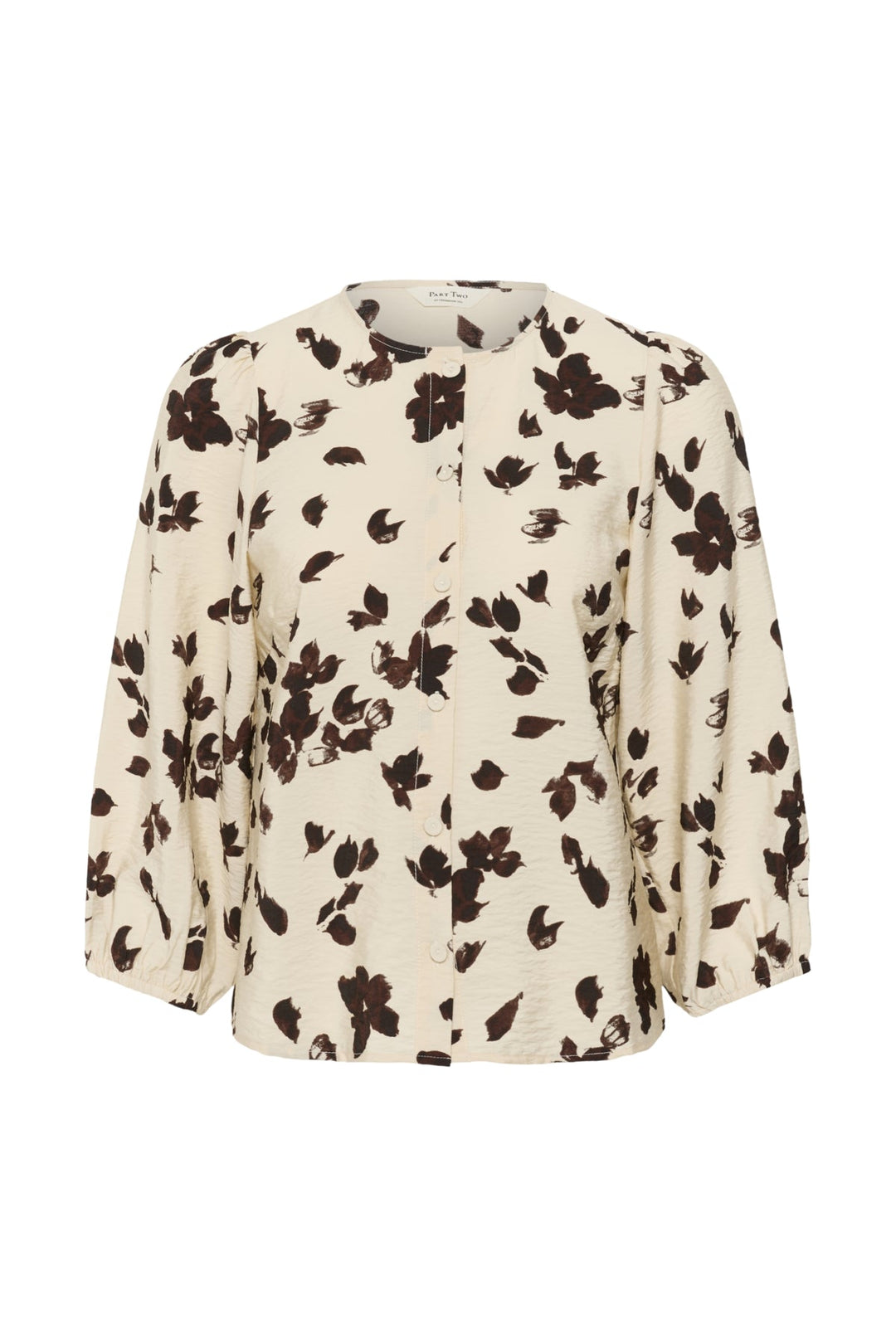 Channie Shirt Oatmeal Feather Flower Print | Skjorter og bluser | Smuk