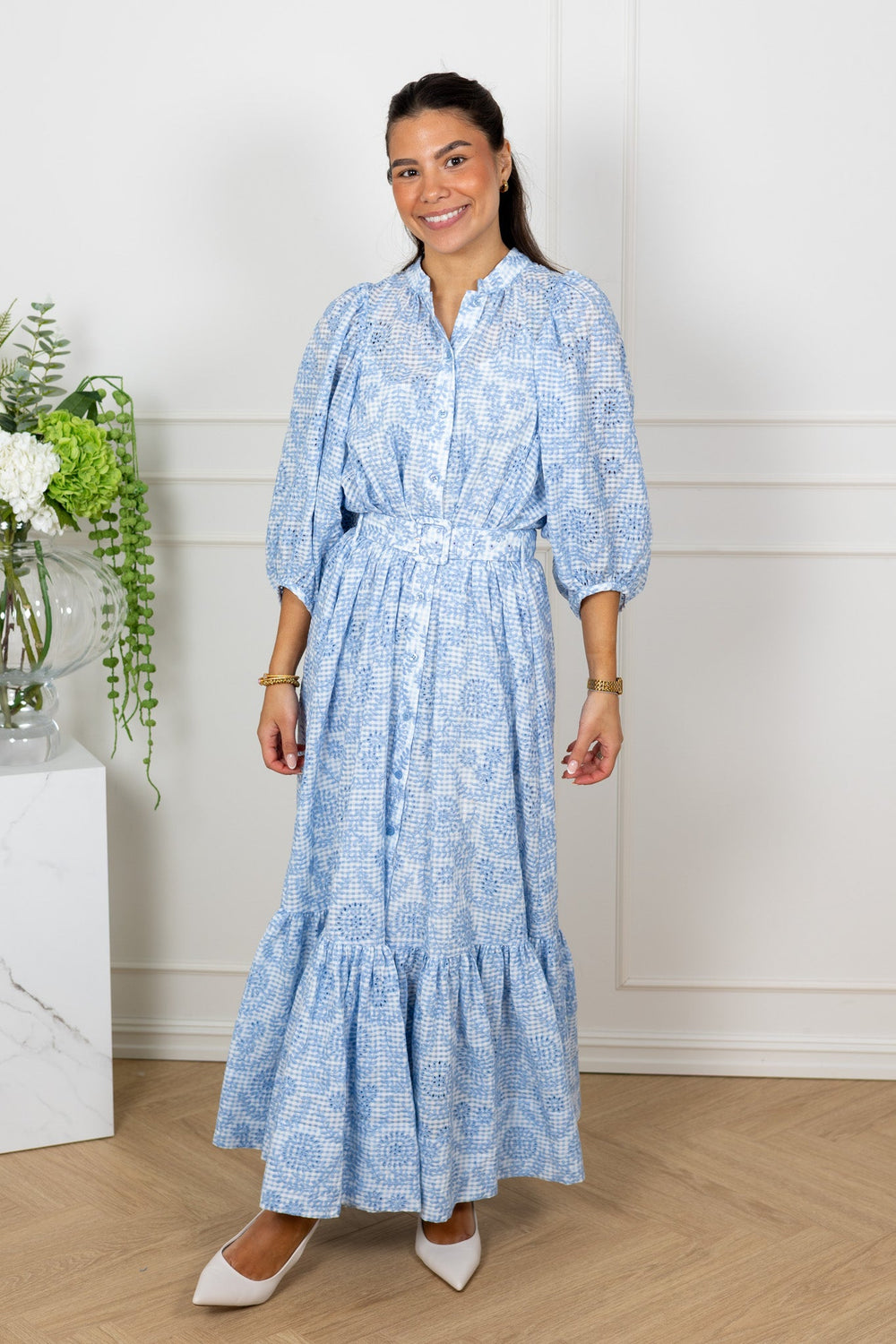 Checks Belt Dress Light Blue | Kjoler | Smuk