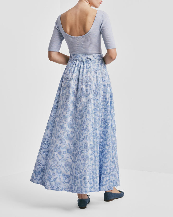 Checks Maxi Skirt Light Blue | Skjørt | Smuk