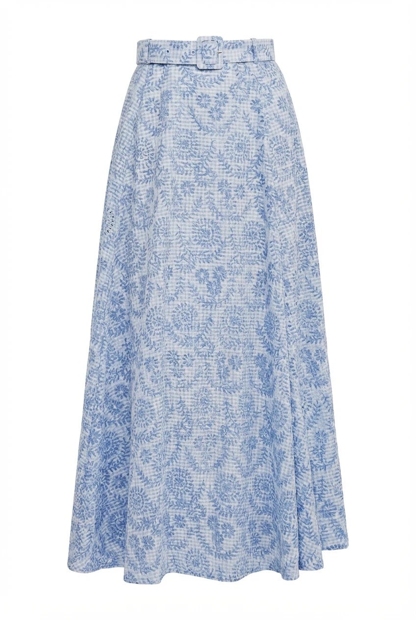 Checks Maxi Skirt Light Blue | Skjørt | Smuk