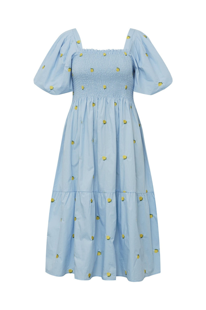 Cheri Fruit Dress Light Blue/Yellow | Kjoler | Smuk