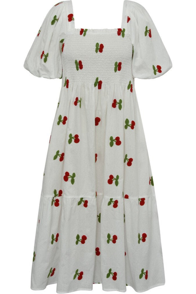 Cheri Fruit Dress White/Red | Kjoler | Smuk - Dameklær på nett