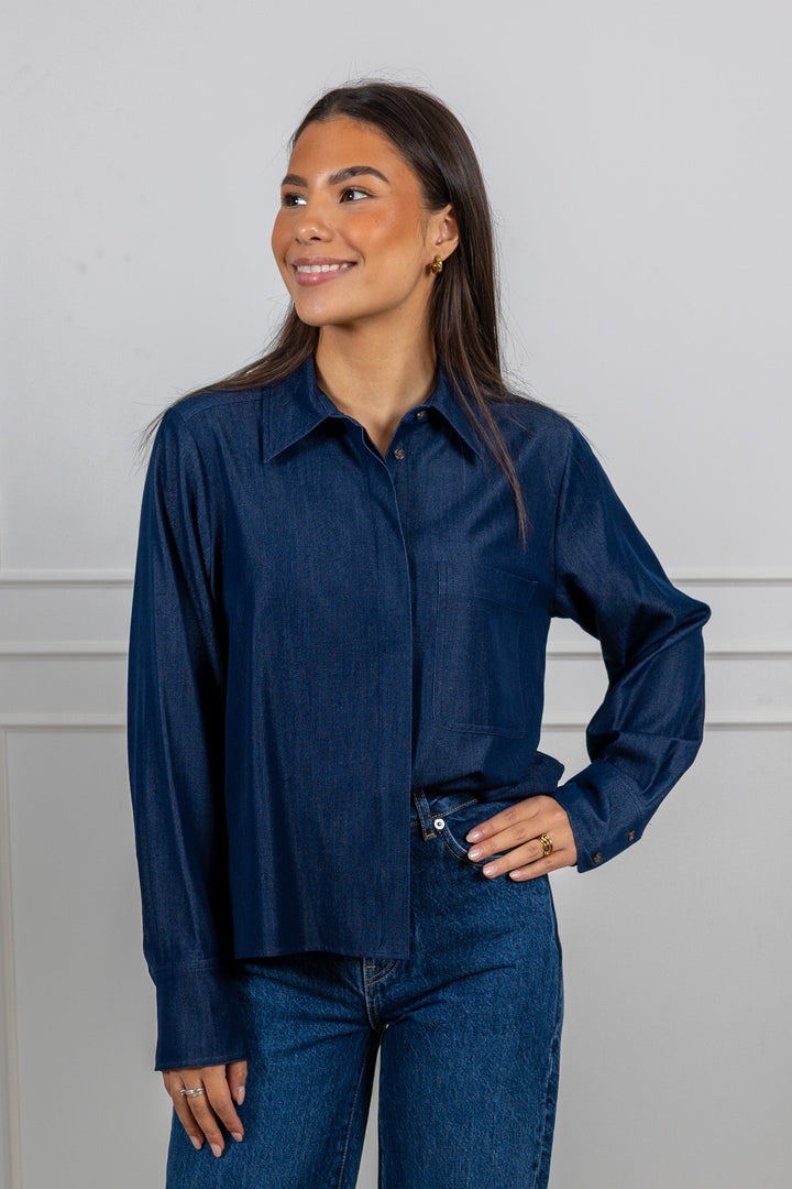 Cherrieiw Shirt Dark Denim | Skjorter og bluser | Smuk - Dameklær på nett