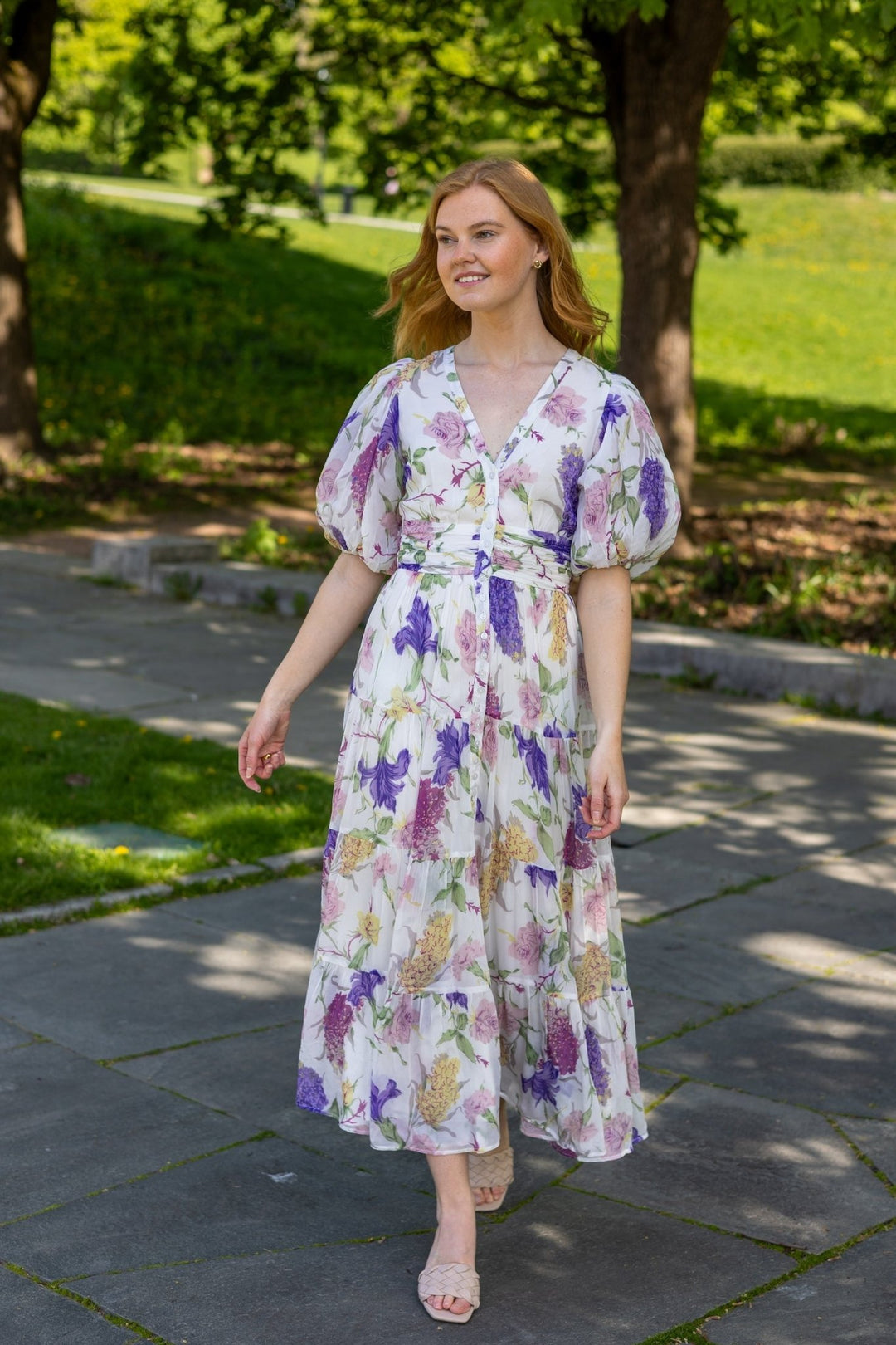 Chiffon Midi Dress Flower Garden | Kjoler | Smuk - Dameklær på nett