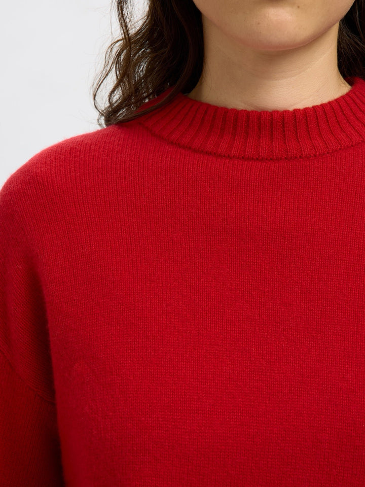 Cille Cashmerelend Ls Knit O - Neck Equestrian Red | Genser | Smuk - Dameklær på nett