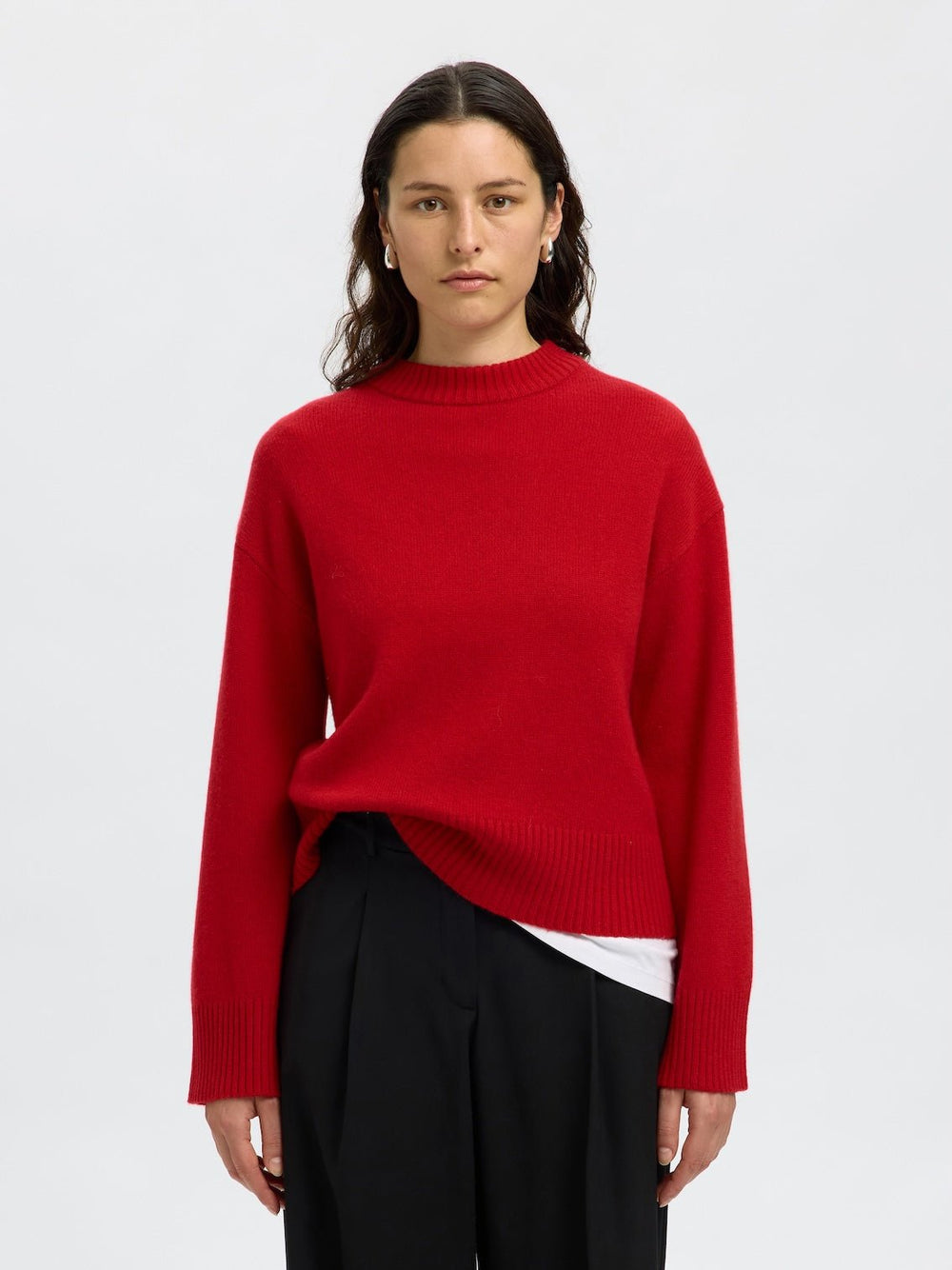 Cille Cashmerelend Ls Knit O - Neck Equestrian Red | Genser | Smuk - Dameklær på nett