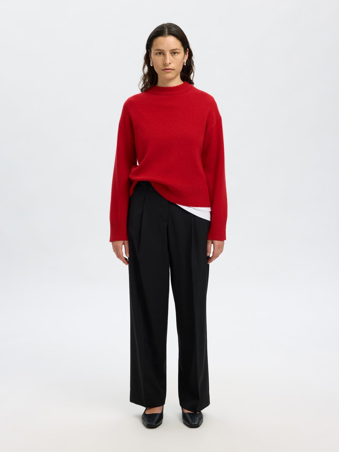 Cille Cashmerelend Ls Knit O - Neck Equestrian Red | Genser | Smuk - Dameklær på nett