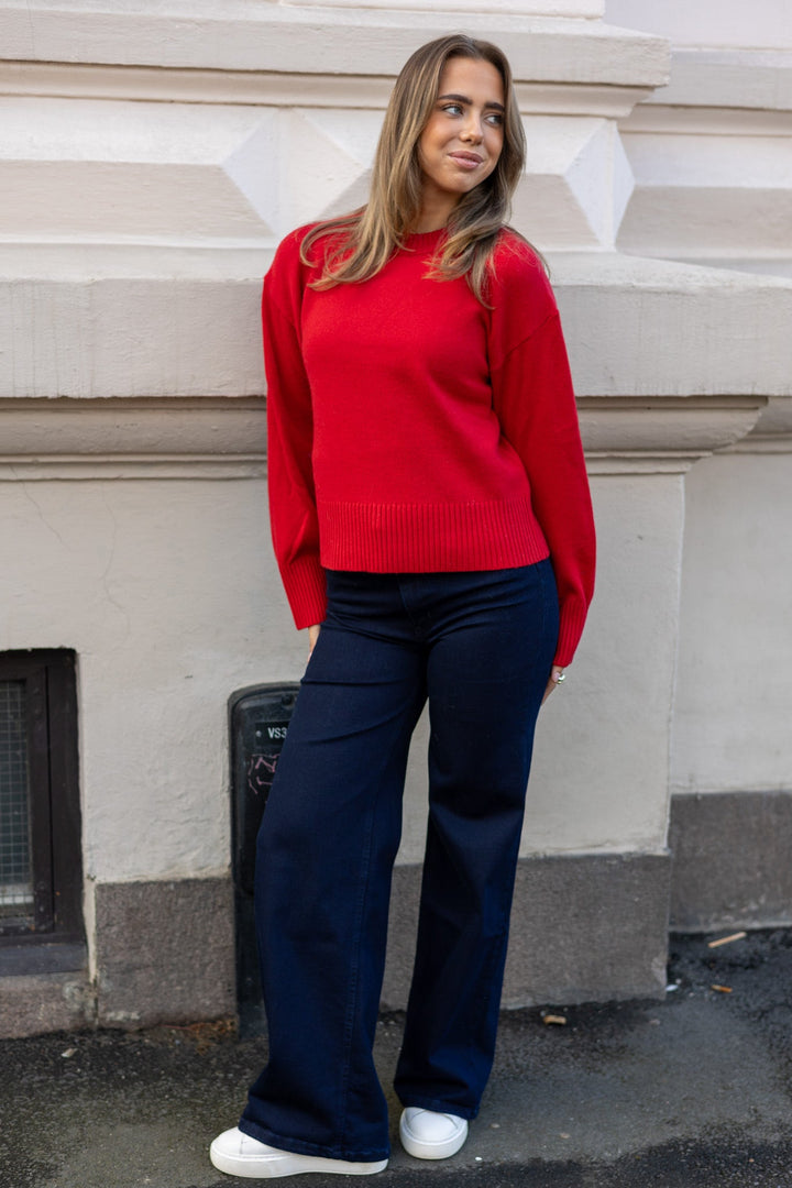 Cille Cashmerelend Ls Knit O - Neck Equestrian Red | Genser | Smuk - Dameklær på nett