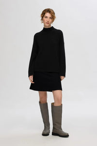 Cille Ls Knit High Neck Black