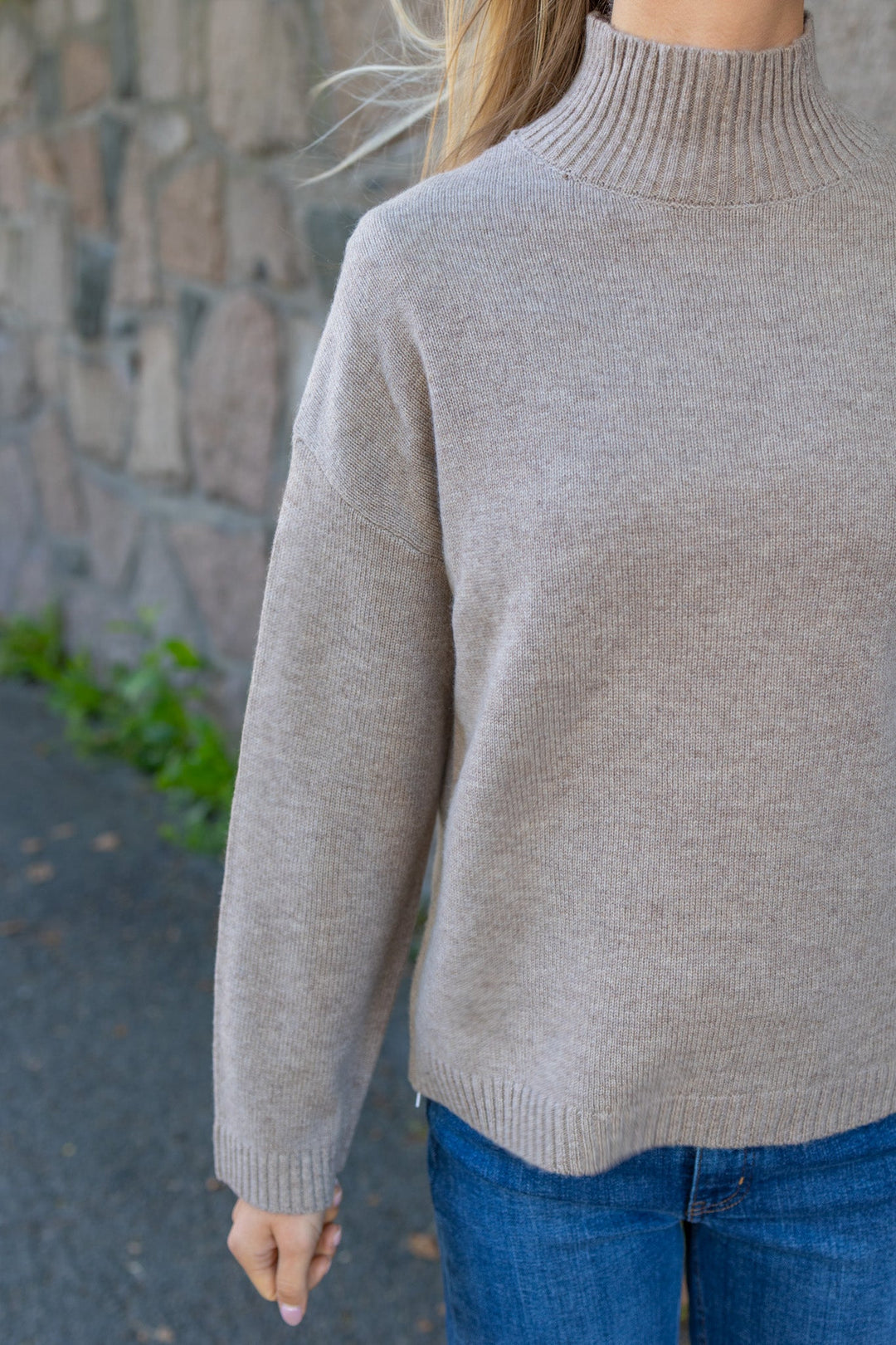 Cille Ls Knit High Neck Irish Cream Melange | Genser | Smuk