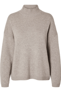 Cille Ls Knit High Neck Irish Cream Melange