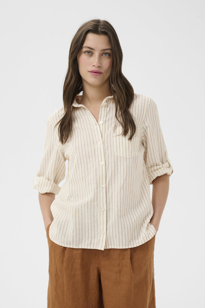 Cindie Shirt Neutral Stripe | Skjorter og bluser | Smuk