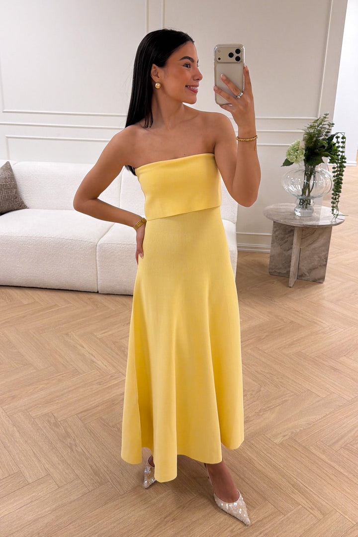 Clementina Midi Dress Butter Yellow | Kjoler | Smuk