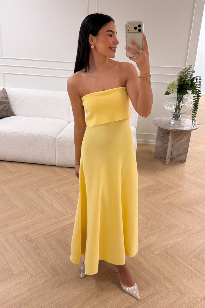 Clementina Midi Dress Butter Yellow | Kjoler | Smuk