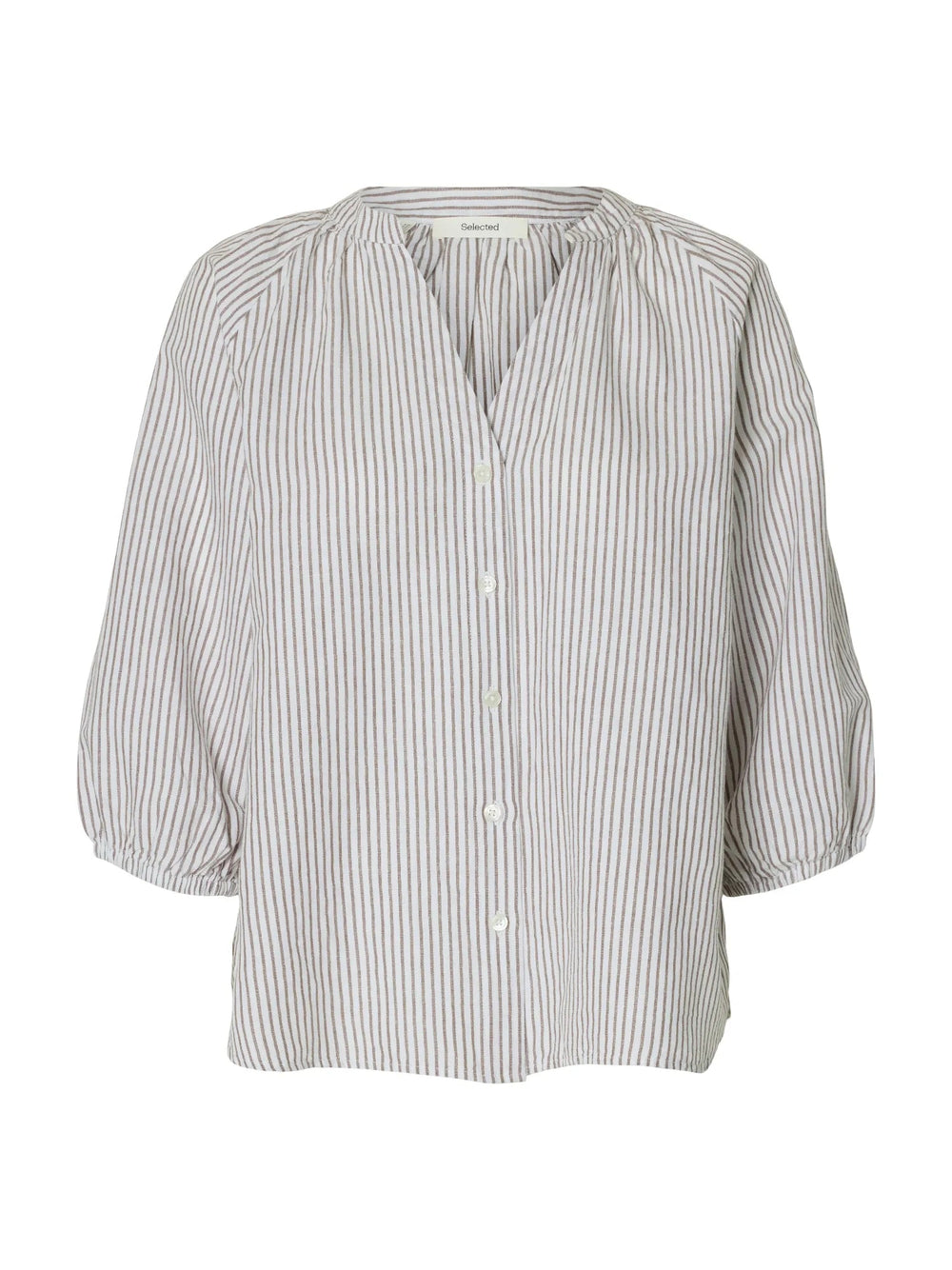 Cleo - Alberta Linen Blend Shirt Bright White Chocolate Chip | Skjorter og bluser | Smuk