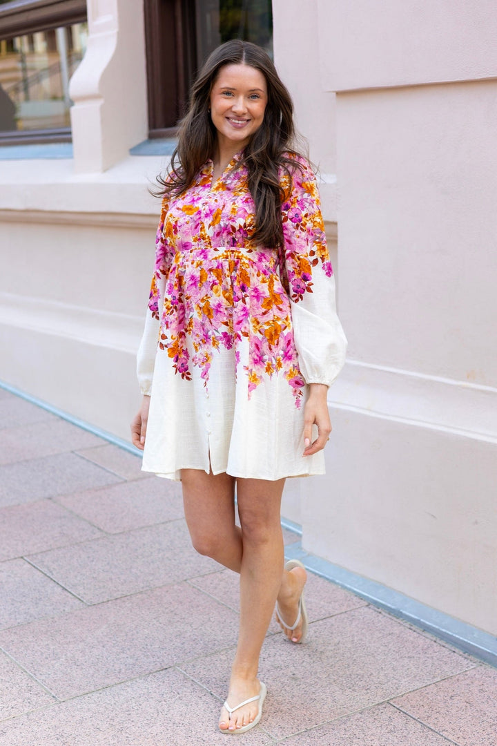 Cleo Ls Dress Birch Cleo Print | Kjoler | Smuk - Dameklær på nett