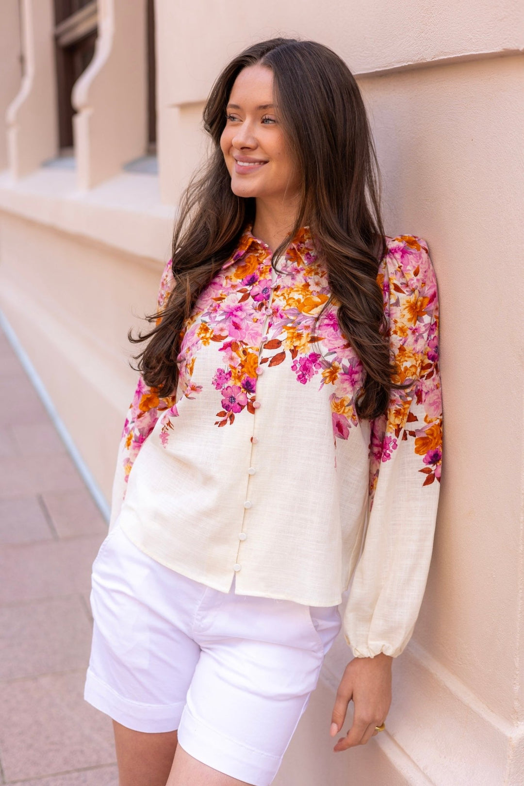 Cleo Ls Shirt Birch Cleo Print | Skjorter og bluser | Smuk - Dameklær på nett