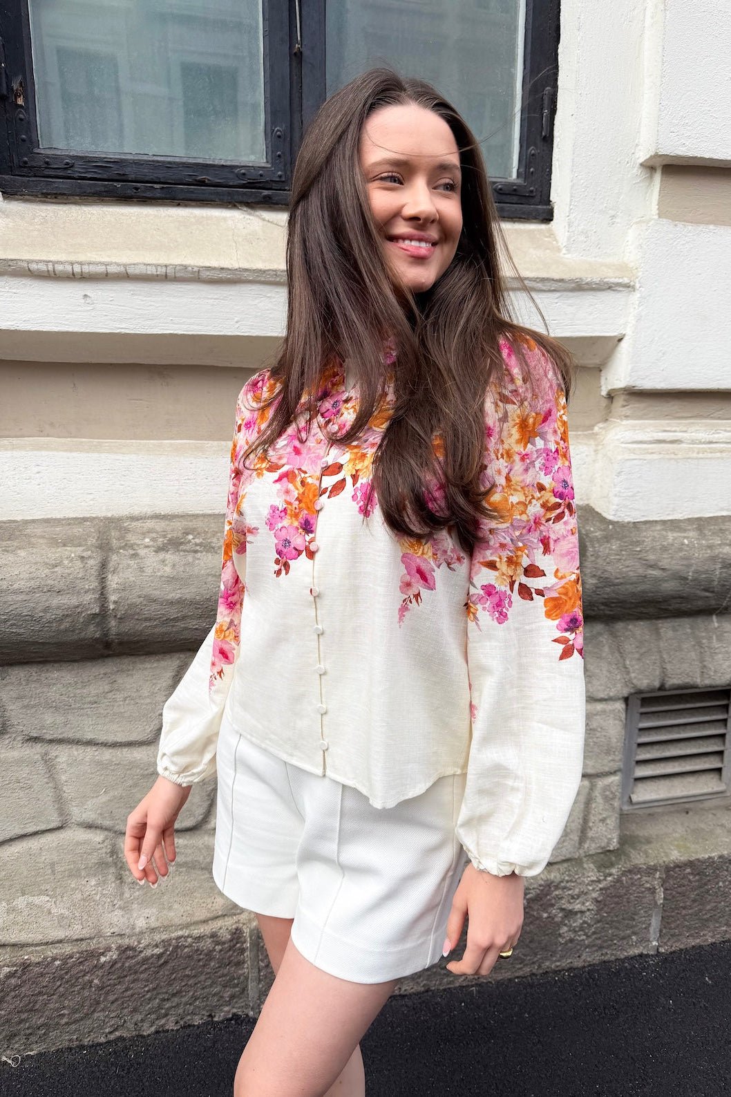 Cleo Ls Shirt Birch Cleo Print | Skjorter og bluser | Smuk - Dameklær på nett