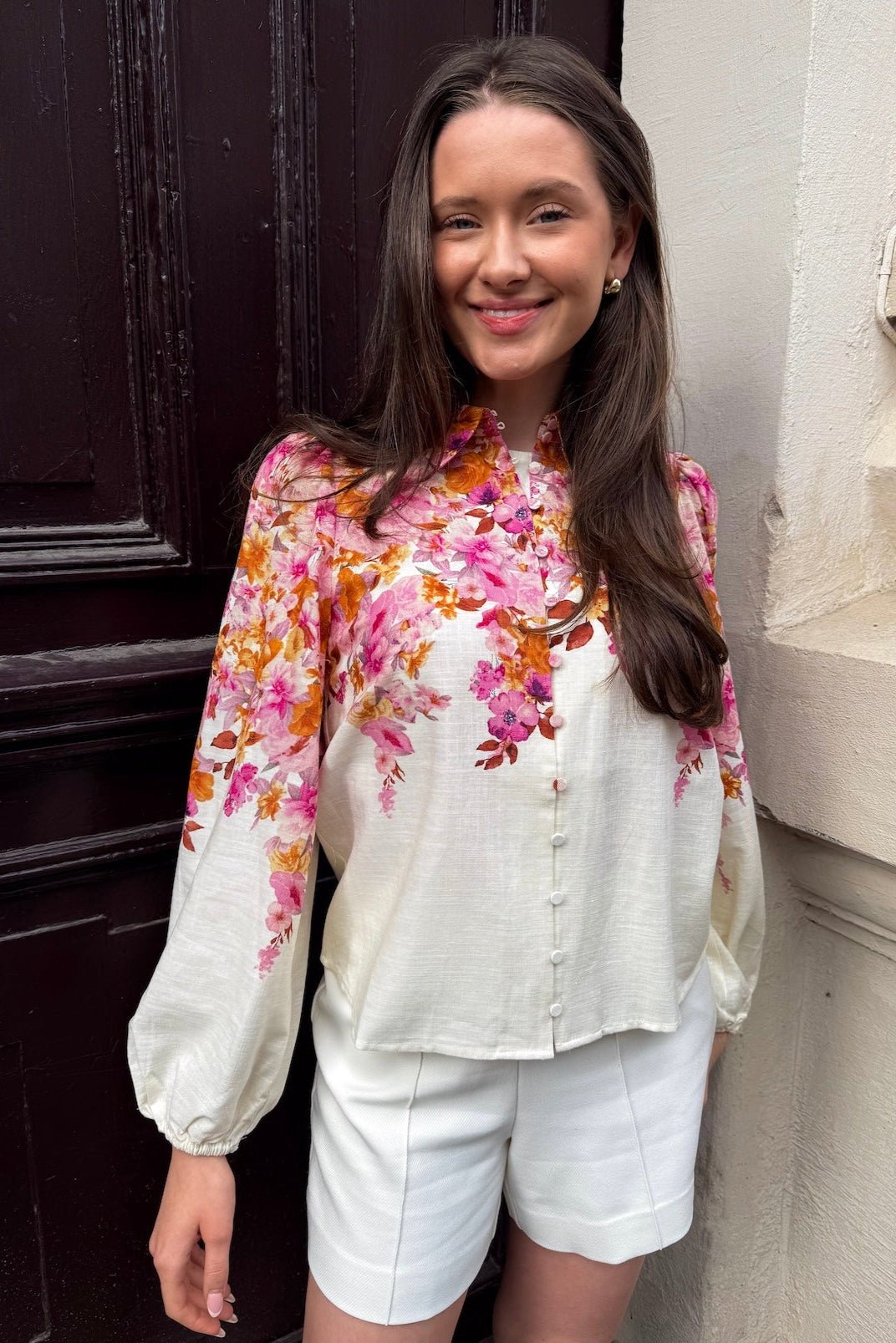 Cleo Ls Shirt Birch Cleo Print | Skjorter og bluser | Smuk - Dameklær på nett