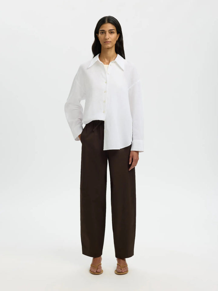 Cleo Oversize Linen Blend Shirt Bright White | Skjorter og bluser | Smuk