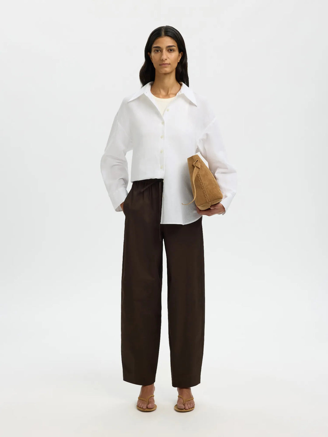 Cleo Oversize Linen Blend Shirt Bright White | Skjorter og bluser | Smuk