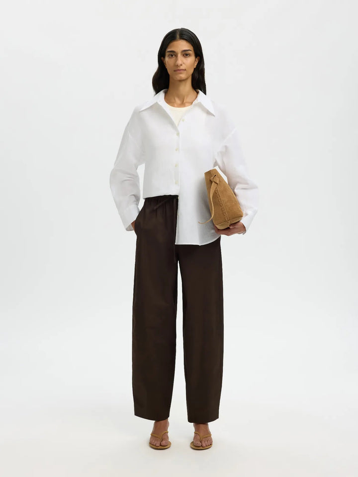 Cleo Oversize Linen Blend Shirt Bright White | Skjorter og bluser | Smuk