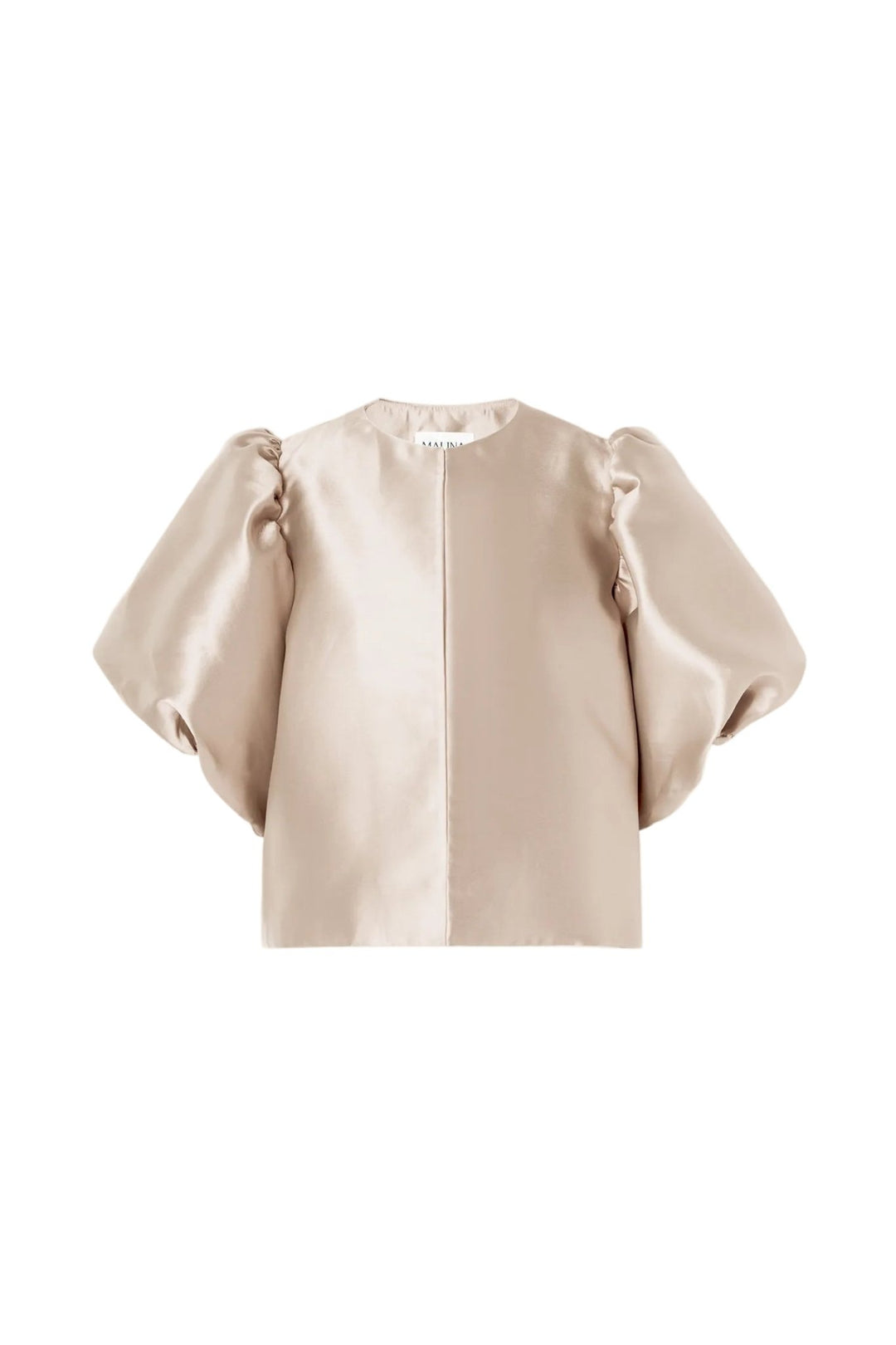 Cleo Puff-Sleeve Satin Blouse Soft Beige | Skjorter og bluser | Smuk
