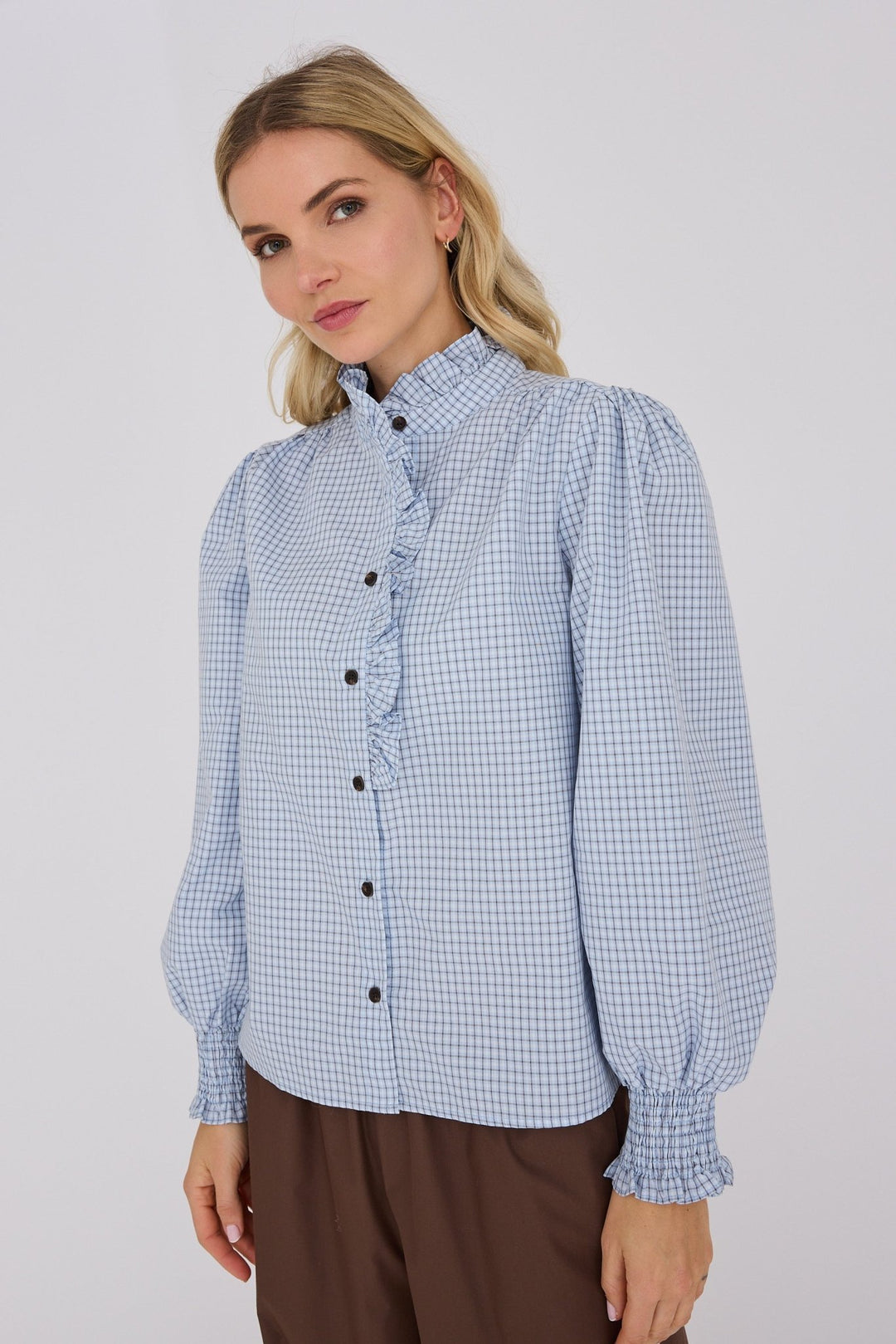 Clova Check Shirt Light Blue | Skjorter og bluser | Smuk