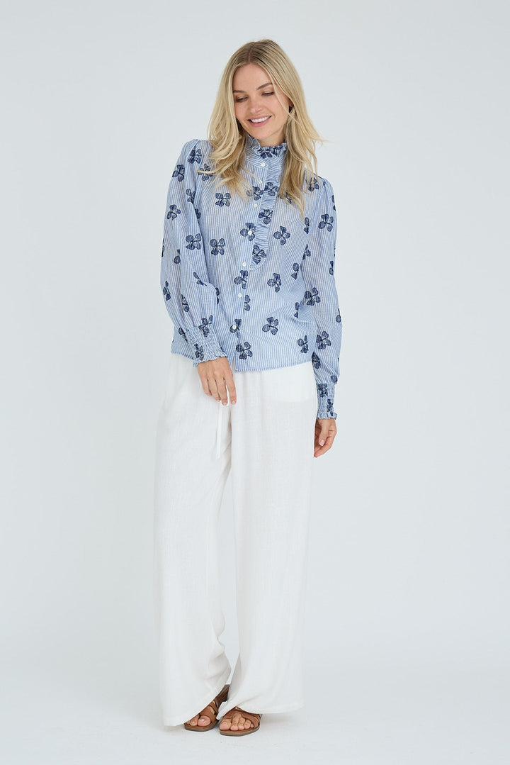 Clova Shirt Blue/White | Skjorter og bluser | Smuk