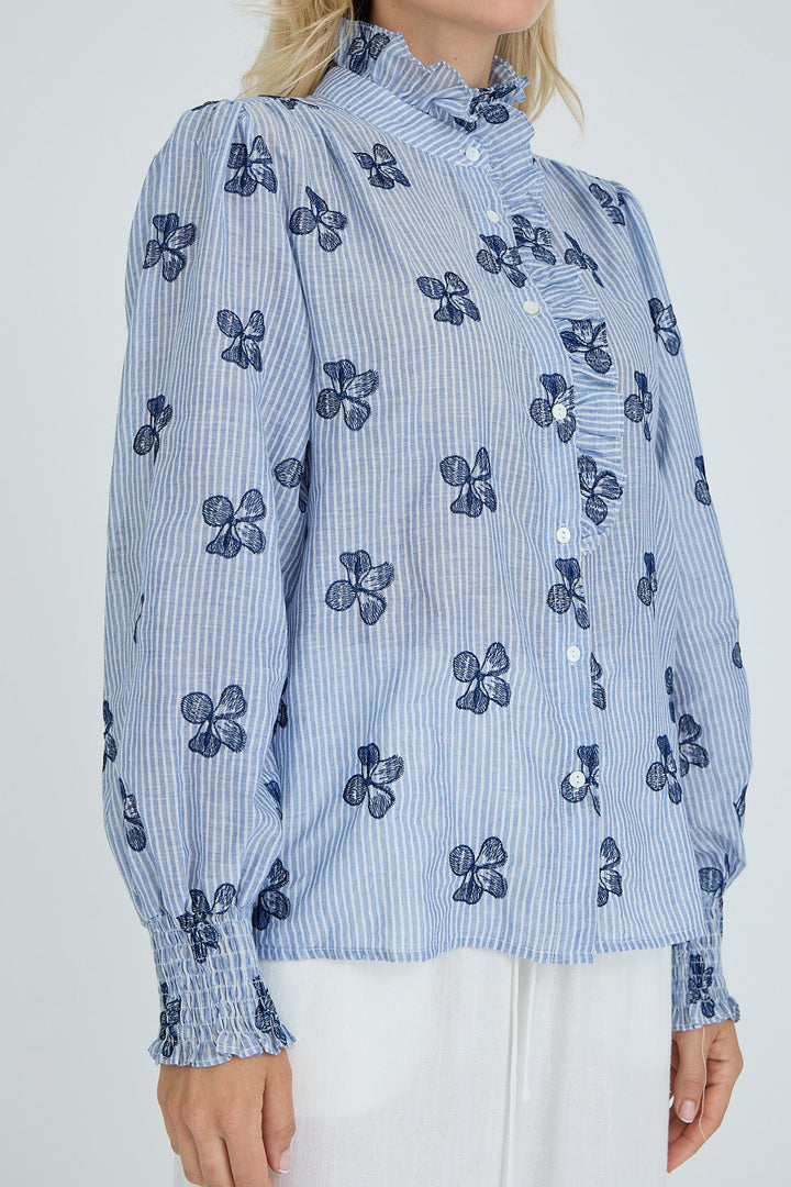 Clova Shirt Blue/White | Skjorter og bluser | Smuk