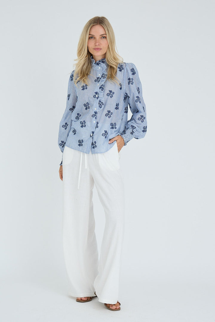 Clova Shirt Blue/White | Skjorter og bluser | Smuk